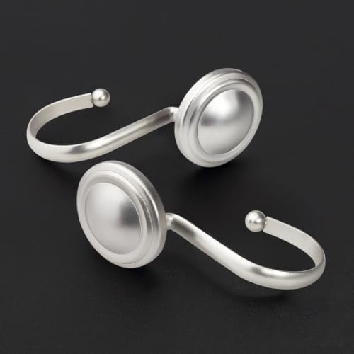 CHICTIE Nickel Shower Curtain Hooks Rings, Decorative Silver Shower Hook for Shower Curtain, Rustproof Modern Shower Rings Hangers for Bathroom Curtains Rods, Set of 12