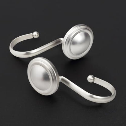 CHICTIE Nickel Shower Curtain Hooks Rings, Decorative Silver Shower Hook for Shower Curtain, Rustproof Modern Shower Rings Hangers for Bathroom Curtains Rods, Set of 12