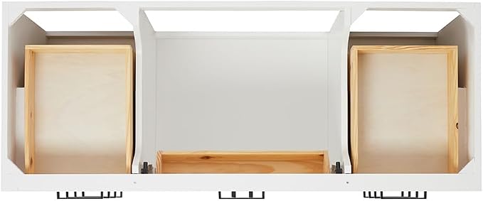 DKB Isabella 54" White Single Bathroom Vanity with Sink, 1.5" Italian Carrara Marble Countertop, Rectangular Undermount Sink, 2 Soft Closing Doors, 8 Dovetail Drawers, 1 Tilt Drawer