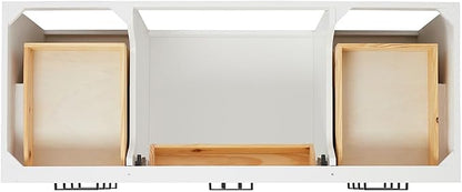 DKB Isabella 54" White Single Bathroom Vanity with Sink, 1.5" Italian Carrara Marble Countertop, Rectangular Undermount Sink, 2 Soft Closing Doors, 8 Dovetail Drawers, 1 Tilt Drawer