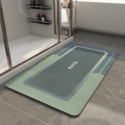 MontVoo-Bath Mat-Bath Mat Rug Non Slip Super Absorbent Stain Resistant Quick Dry Thin Bathroom Rug-Bath Mats for Bathroom Floor Bathtub Vanity-Bathmat Bath Rug Easy Care 17"x35" Green