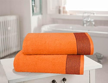 BELIZZI HOME Ultra Soft 2 Pack Oversized Cotton Bath Towels, 28x55 inches, Orange
