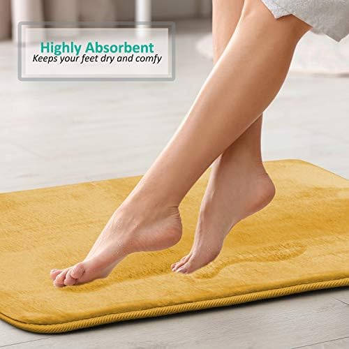 Clara Clark 2 Piece Bathroom Rugs, Velvet Memory Foam Bath Mat Set, Non-Slip Bath Rugs, Machine Wash, Dries Quickly, Ultra Soft Plush Bath Mats for Bathroom, 17 x 24 + Contour, Camel Gold