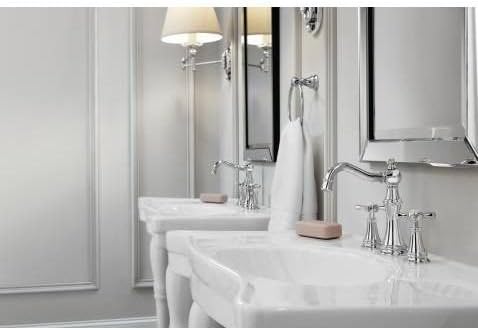 Moen TS42114NL Weymouth Two-Handle Widespread Cross Handle Bathroom Faucet Trim Kit, Valve Required, Polished Nickel