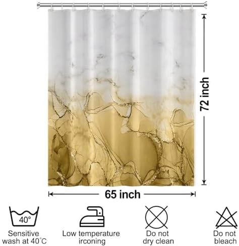 Yellow Marble Waterproof Bathroom Shower Curtain 65x72 inches