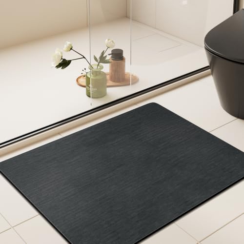 Mecko Bath Mat Ultra Thin Black, 20"x24"