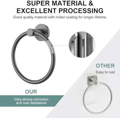 SetSail Towel Holder for Bathroom Wall Mounted Screw-in Towel Ring, Grey