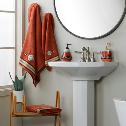 SKL Home Southwest Sunset Hand Towel, 100% Cotton, Embroidered, Rust