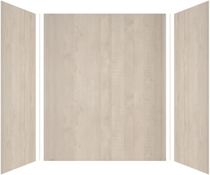 Transolid EWK604872-45 Expressions 3-Panel Shower Wall Kit, 48-in L x 60-in W x 72-in H, Bleached Oak