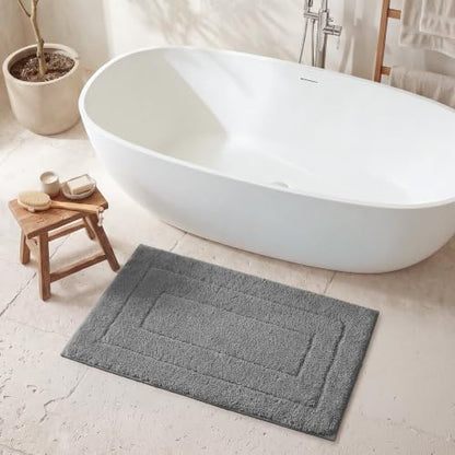 GRANNY SAYS Dark Grey Bathroom Rug 16" x 24", Non-Slip Microfiber Bath Mat
