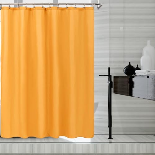 LLSCL Orange Yellow Fabric Shower Curtain Liner with Magnets, Waterproof Hotel Quality, 72 x 72 Machine Washable