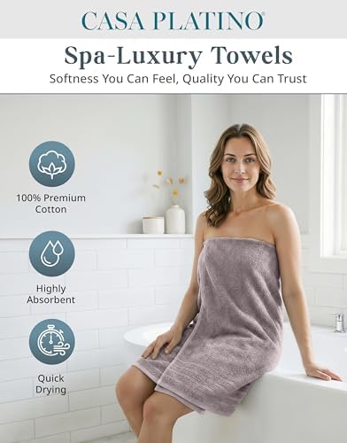 Casa Platino Bath Towel Set Quick Dry 100% Cotton 24 Piece Soft - Platinum