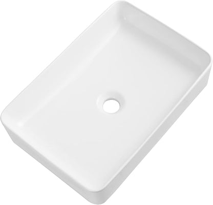 DeerValley DV-1V032 Ally White Ceramic Rectangular Vessel Bathroom Sink