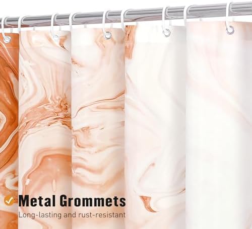 Orange Marble Fabric Shower Curtain, Abstract Watercolor, 72 x 72 Inches
