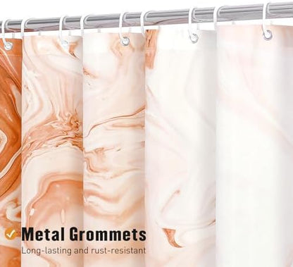 Orange Marble Fabric Shower Curtain, Abstract Watercolor, 72 x 72 Inches