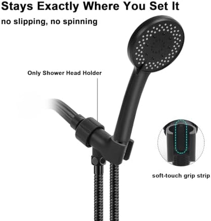 NearMoon Adjustable Shower Arm Mount- with Universal Wall Hook Bracket and Brass Pivot Ball, Shower Head Holder for Hand Held Showerheads (Matte Black)