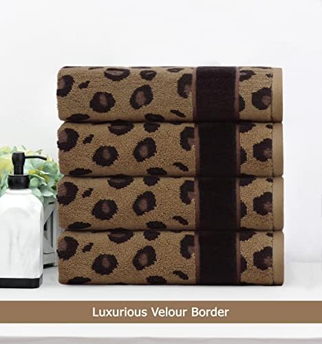 COTTON CRAFT Hand Towels - Set of 4 Pure Cotton Animal Print Safari Towels