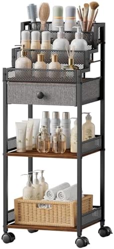 Plaviya Makeup Organizer Cart with Drawer for Vanity and Bathroom 13in
