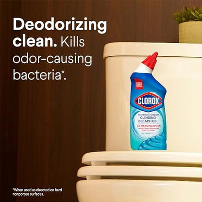 Clorox Toilet Bowl Cleaner Clinging Bleach Gel, Ocean Mist, 24 Fluid Ounces (Package May Vary)