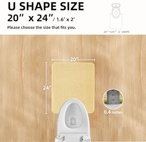 TYUU Toilet Rug, Thin Toilet Rugs U Shaped Washable Non Slip Absorbent Quick Dry Low Pile Toilet Mat, Yellow 20"x24" U Shape