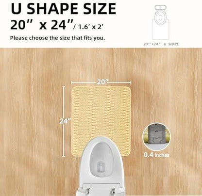TYUU Toilet Rug, Thin Toilet Rugs U Shaped Washable Non Slip Absorbent Quick Dry Low Pile Toilet Mat, Yellow 20"x24" U Shape