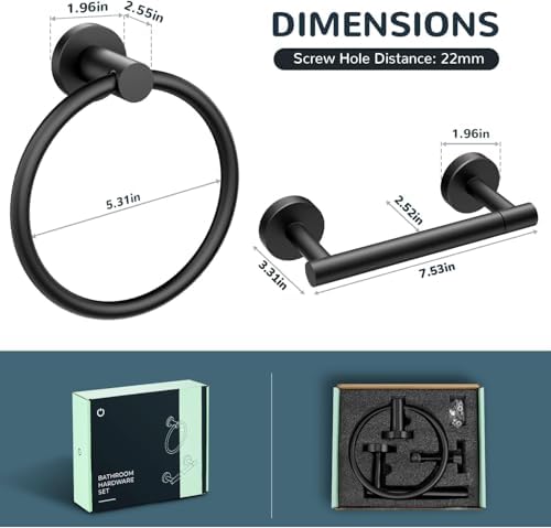 FORIOUS Toilet Paper Holder and Towel Ring Set, Bathroom Accessories Set