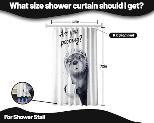 Small Stall Shower Curtain Rv Funny Otter, 48 x 72 Inchs