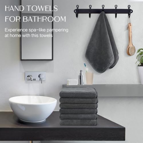 KinHwa Gray Hand Towels for Bathroom, Microfiber Face Towels, 11x20 Inch