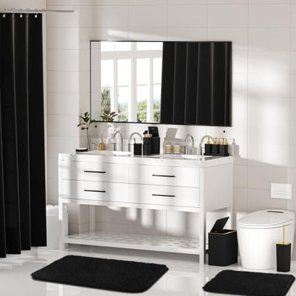 Bathroom Accessory Set - Bathroom Set, 27PC Bathroom Accessories Set, Black Bathroom Sets with Shower Curtain and Rugs, Mini Trash Can, Toilet Brush, Trash Can & Soap Dispenser