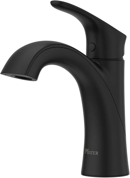 Pfister Weller Bathroom Sink Faucet, Single Handle, Single Hole or 3-Hole, Matte Black Finish, LG42WR0B