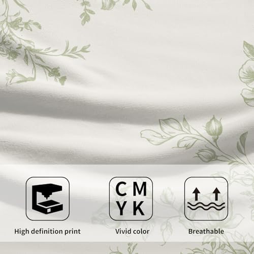 French Country Flowers Hand Towels Set of 2, Green Chinoiserie Vintage Floral Absorbent Dish Towel Tea Towels for Farmhouse Bathroom Kitchen Cleaning and Decor 14x28 Inch