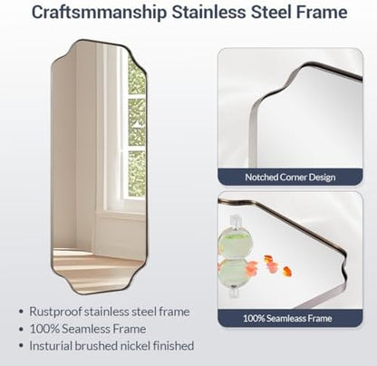 MIRRORART Brushed Nickel Bathroom Mirror 24x48'', Full-Length Wall Mirror