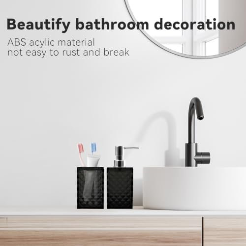 2 PCS Bathroom Accessory Set, Black Soap Dispenser and Toothbrush Holder
