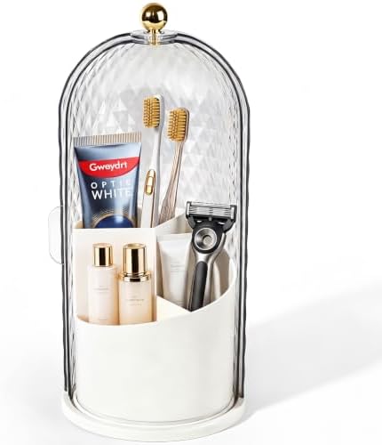 3 Slots Rotating Toothbrush Holders with Lid for Bathroom