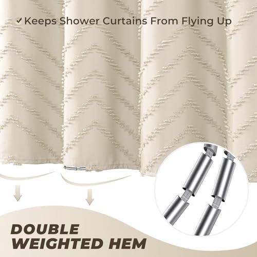Beige Boho Fabric Shower Curtain 60 x 72 Inches