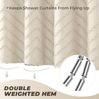 Beige Boho Fabric Shower Curtain 60 x 72 Inches