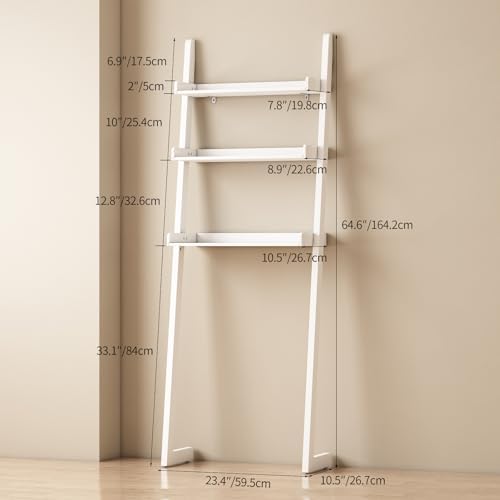 3-Tier Bathroom Over Toilet Storage for Small Space (White)