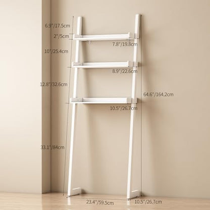 3-Tier Bathroom Over Toilet Storage for Small Space (White)