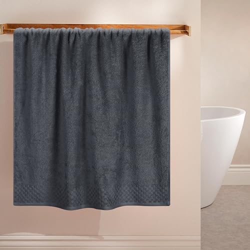 MyOwn Ultra Soft 2 Pack Oversized Bath Towel Set 28x55, Cotton Large Bath Towels, Highly Absorbant Compact Quickdry & Lightweight Towel, Ideal for Gym Travel Camp Pool - Charcoal Grey