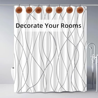 Shower Curtain Hooks, Wood Decorative Shower Curtain Rings, Modern Round Log Shower Curtain Hangers, 12PCS Shower Hooks for Shower Curtain Rod, Bedroom, Living Room (Hemispherical-Black)