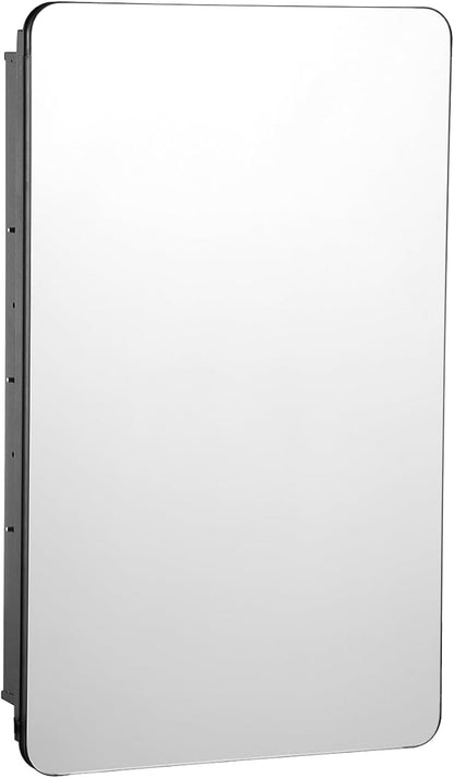 VEVOR Medicine Cabinet, 16 x 24 inch, Medicine Cabinet for Bathroom with Mirror, Aluminum Frame Bathroom Wall Cabinet, 2-Layer Adjustable Shelves, Recessed & Wall-Mounted Installation