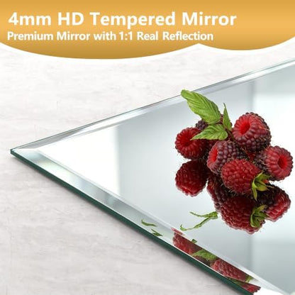 36 x 24 Inch Frameless Wall Mirror Tempered Glass Rectangle Vanity Mirror Polished Edge Dual Hanging Silver Home Decor