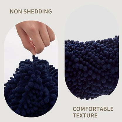 Bathroom Rugs Non Slip Washable 60x24, Extra Thick Soft Chenille Absorbent Bath Mat, High Density Barrier Non Slip Backing, Quick Dry Plush Shaggy Floor Carpet for Tub&Shower, Navy