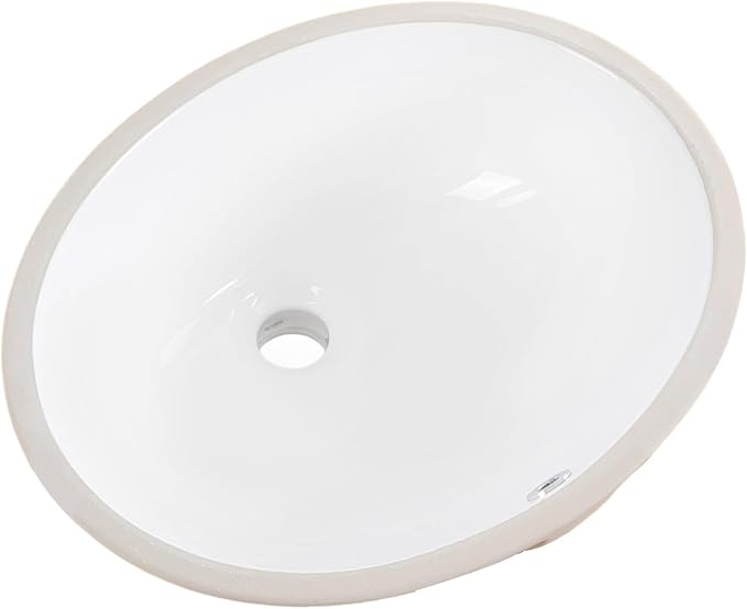 Undermount Bathroom Sink KARAMAG 18.4"x15" Oval Sink with Overflow White | 18.4 Inch Ceramic Oval Vanity Sink,Undermount Design,Easy to Clean,Modern Style,Ideal for bathroom,vanity, lavatory,restroom