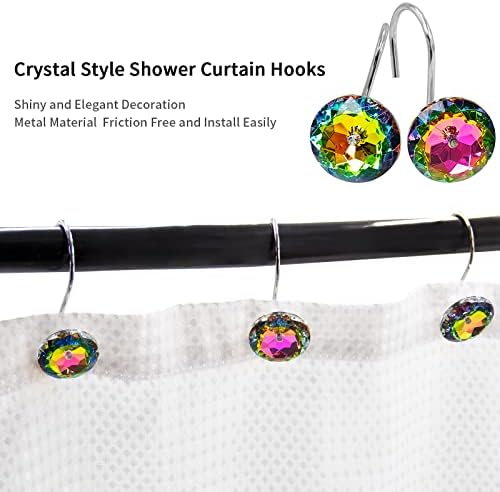 Colorful Diamond Crystal Bling Shower Curtain Hooks Rings for Bathroom,12PC