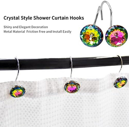 Colorful Diamond Crystal Bling Shower Curtain Hooks Rings for Bathroom,12PC