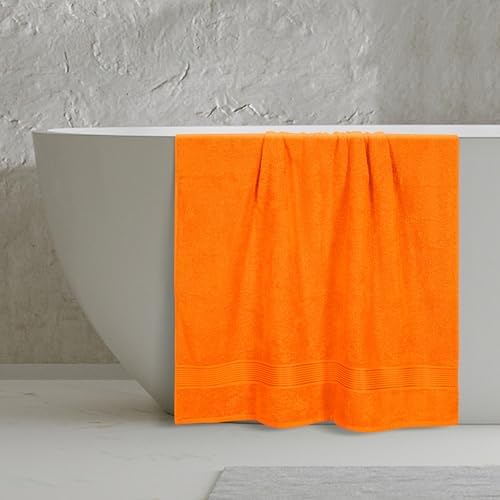 Belizzi Home Cotton 2 Pack Oversized Bath Sheet 35x70, Large Bath Sheet, Ultra Soft, Absorbent, Compact, Eco-Friendly, Recyclable, Quick Drying and Lightweight Towel - Orange