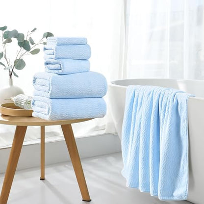 4 Piece Extra Large Bath Towel 35"x70" Oversized Bath Sheet Blue Bath Towel Set for Bathroom Ultra Soft Cozy Highly Absorbent Quick Dry Bathroom Towel for Spa Gym Hotel,Shower Towel for Daily Use