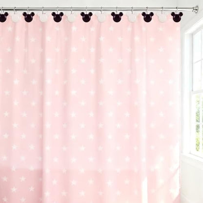 12-Piece Black White Mouse Shower Curtain Hooks for Bathroom