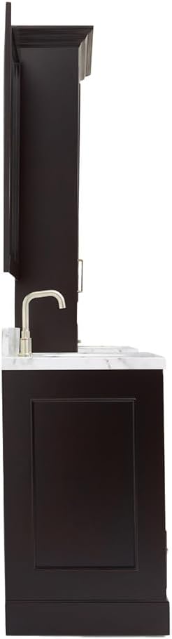 ARIEL Stafford 84-inch Bathroom Vanity with Sink,Solid Wood, 1.5-inch Italian Carrara Marble Countertop & Backsplash, Double Oval Porcelain Sink, 5 Soft Closing Doors, 6 Dovetail Drawers, Espresso